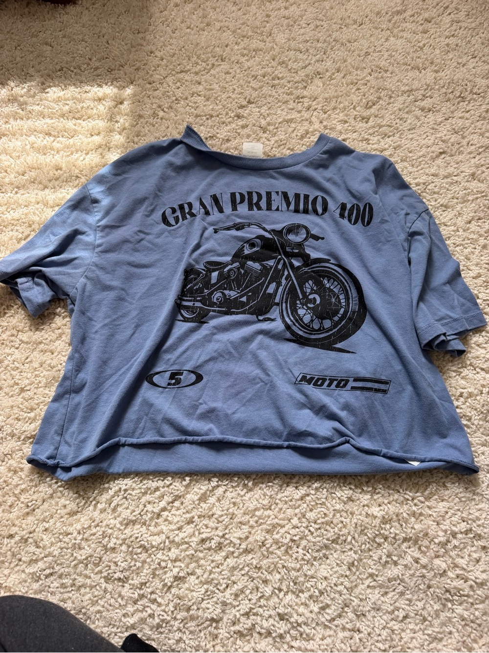 No Boundaries Blue Short Sleeve Tee with Motorcycle Graphic